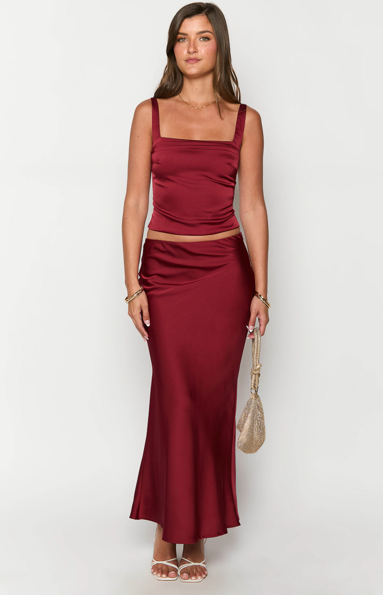 Ryland Burgundy Maxi Skirt Image