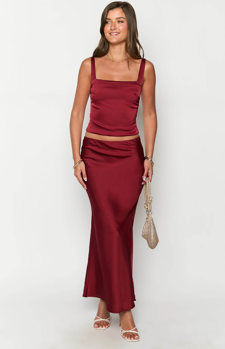 Ryland Burgundy Maxi Skirt Image