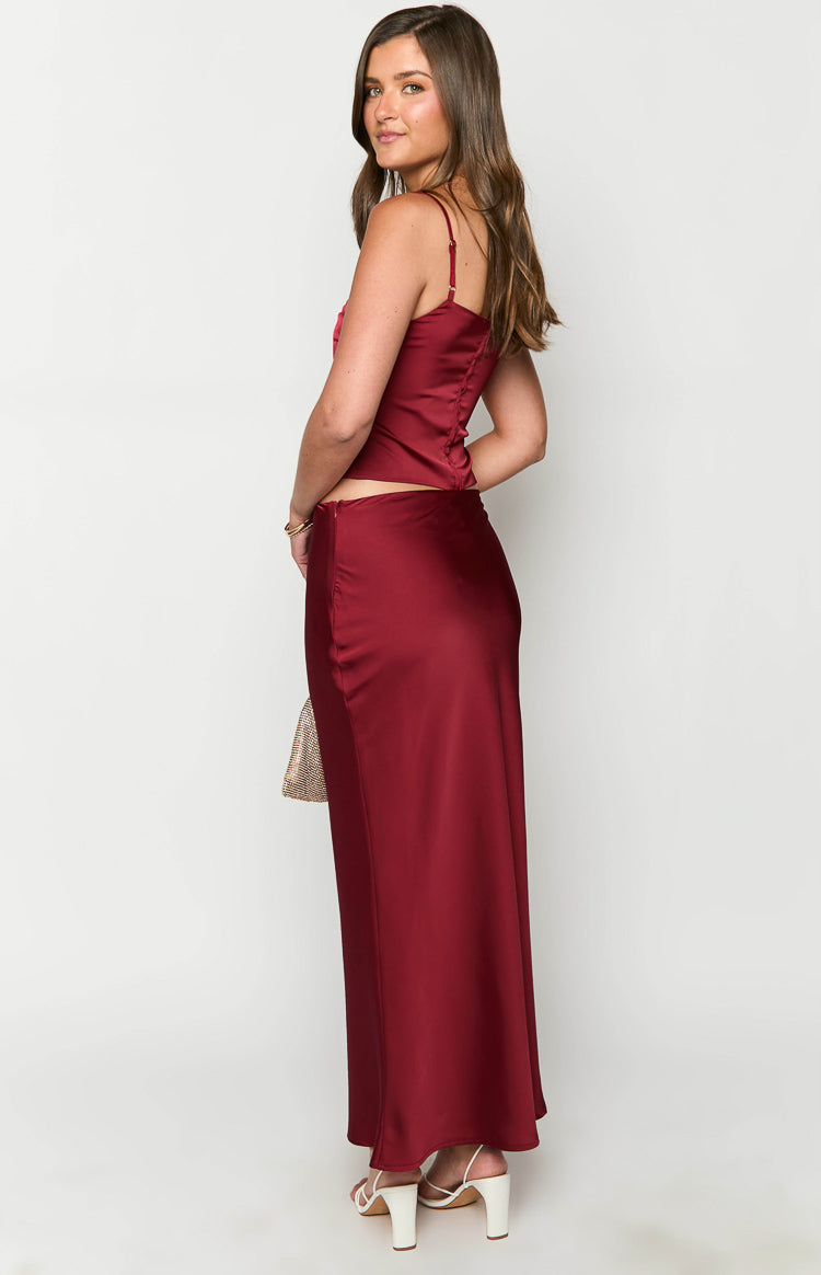 Ryland Burgundy Maxi Skirt Image