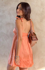 Sammie Orange Satin Mini Dress Image