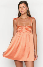 Sammie Orange Satin Mini Dress Image