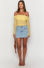 Sky Yellow Mesh Off Shoulder Top Image