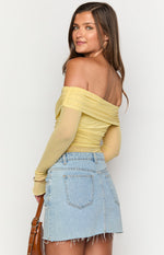 Sky Yellow Mesh Off Shoulder Top Image