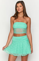 Stay Teal Lace Mini Skirt