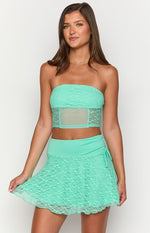 Stay Teal Lace Mini Skirt Image