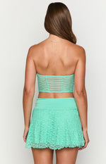 Stay Teal Strapless Lace Corset Top Image