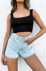 Safia Black Knit Crop Top Image