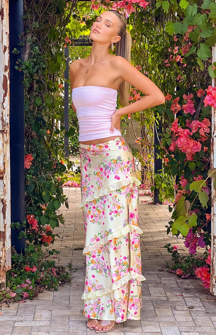 Saldana Yellow Bloom Maxi Skirt Image