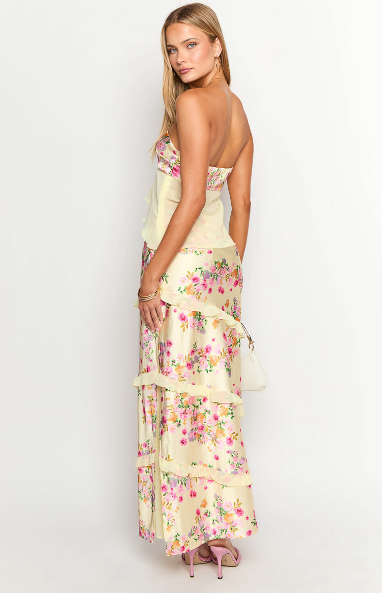 Saldana Yellow Bloom Maxi Skirt Image