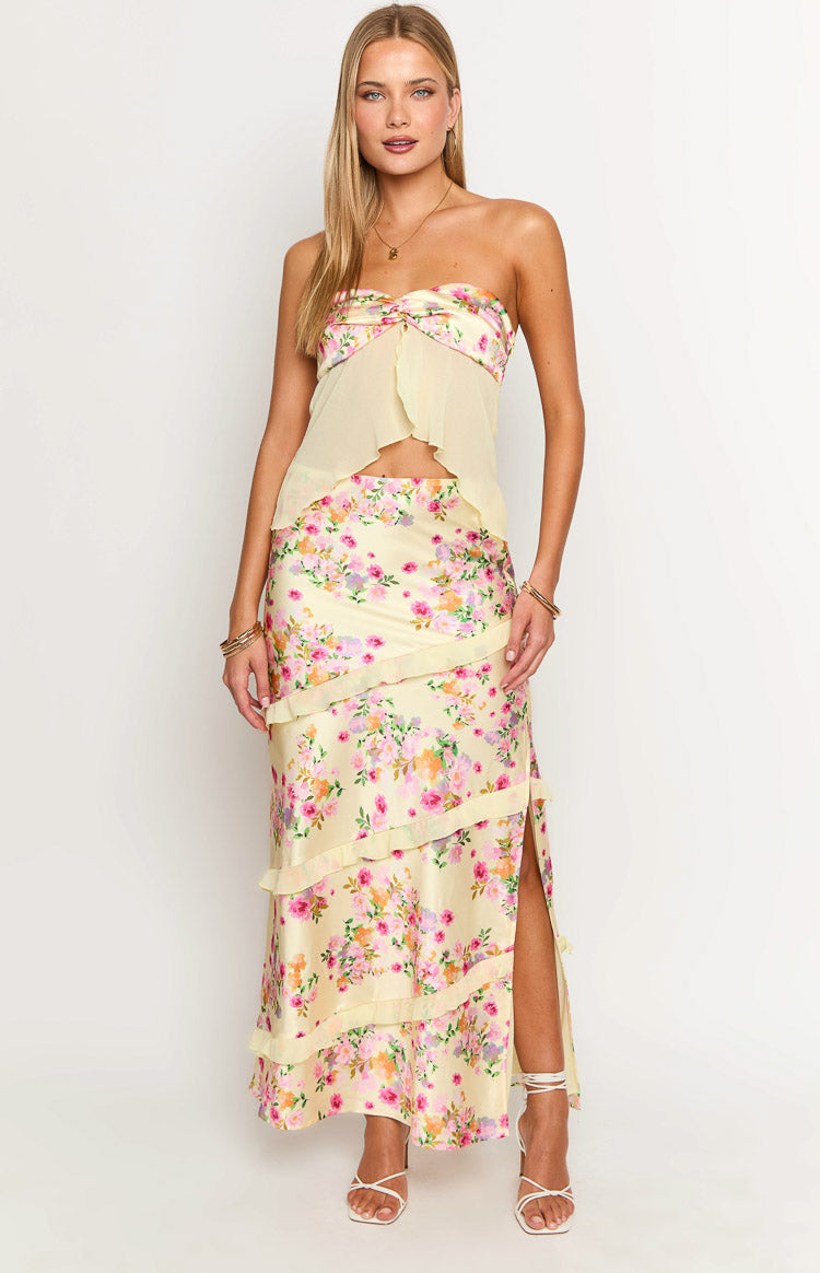 Saldana Yellow Bloom Maxi Skirt Image