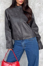 Sam Vintage Black PU Jacket Image