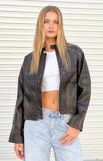 Sam Vintage Black PU Jacket Image