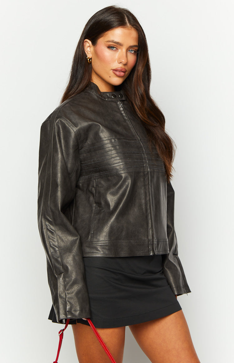 Sam Vintage Black PU Jacket Image