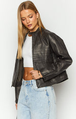 Sam Vintage Black PU Jacket Image