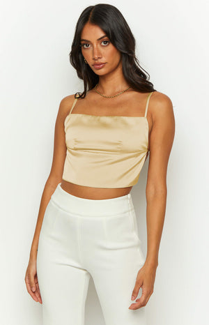 Samantha Backless Yellow Crop Top