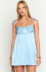 Sammie Blue Satin Mini Dress Image