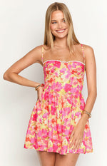 Sam Yellow Floral Pop Mini Dress Image