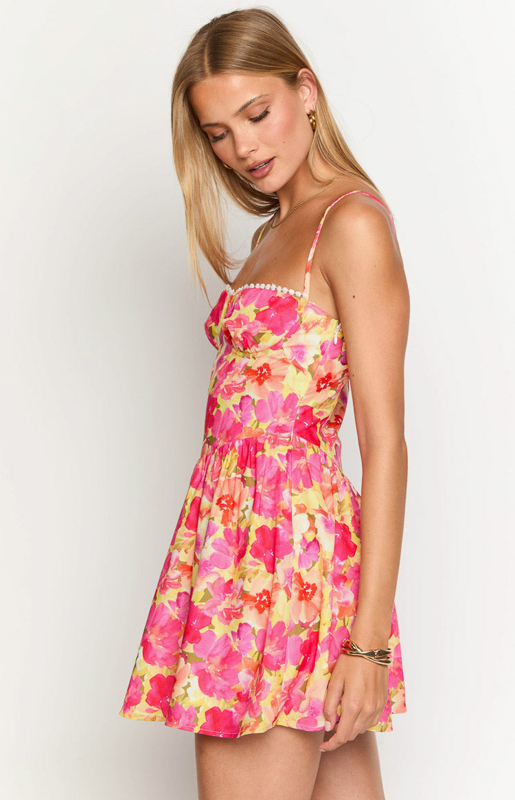 Sam Yellow Floral Pop Mini Dress Image