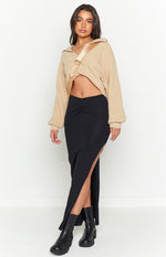 Sara Black Knit Midi Skirt Image