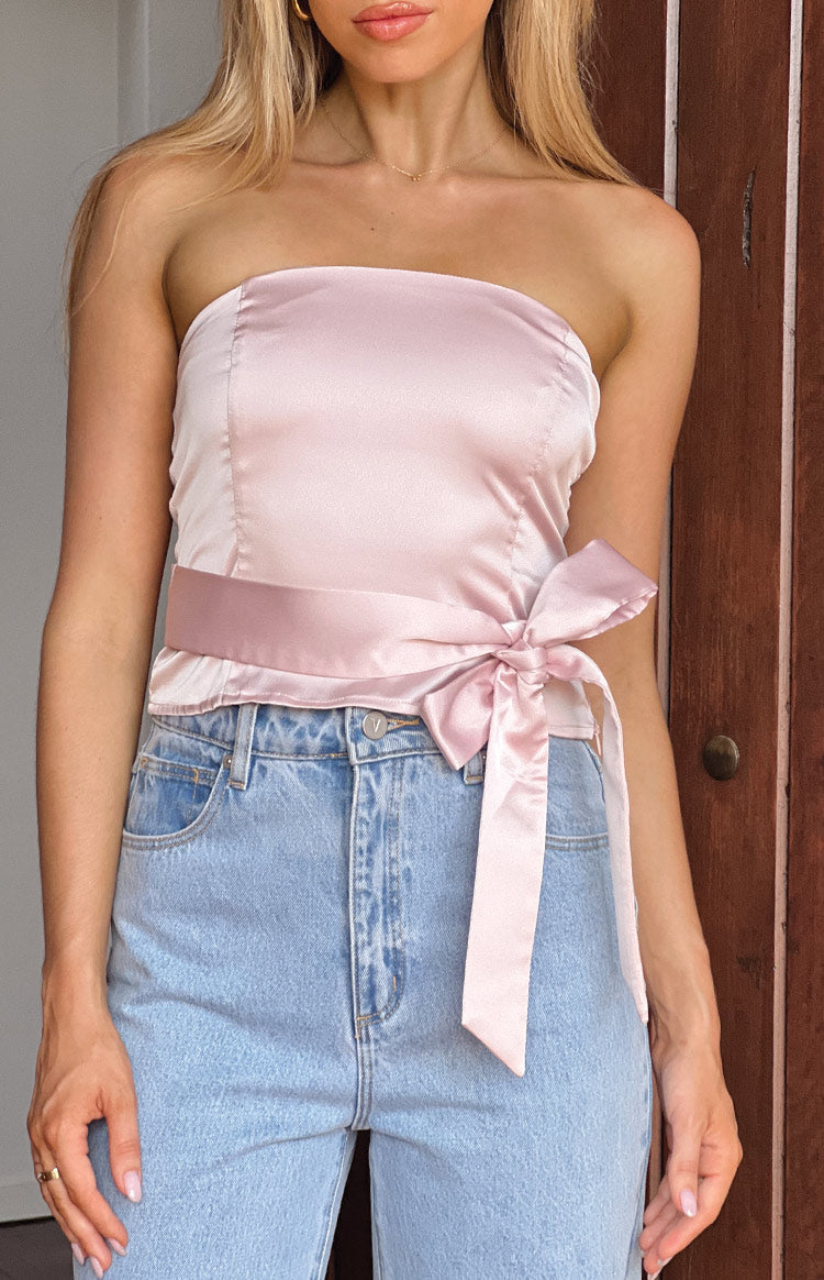 Satin Diva Pink Crop Top Image