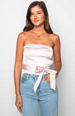 Satin Diva Pink Crop Top Image