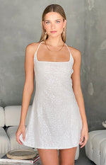 Say So White Beaded Mini Dress Image