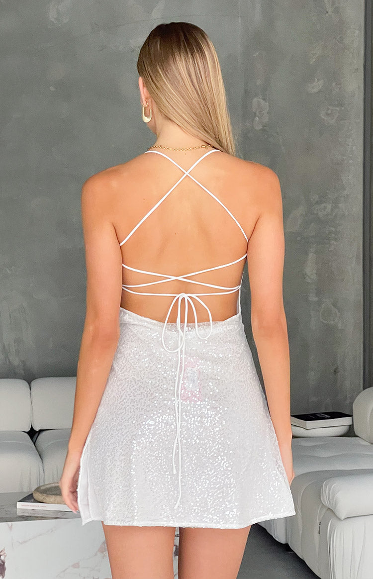 Say So White Beaded Mini Dress Image