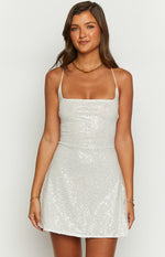 Say So White Beaded Mini Dress Image