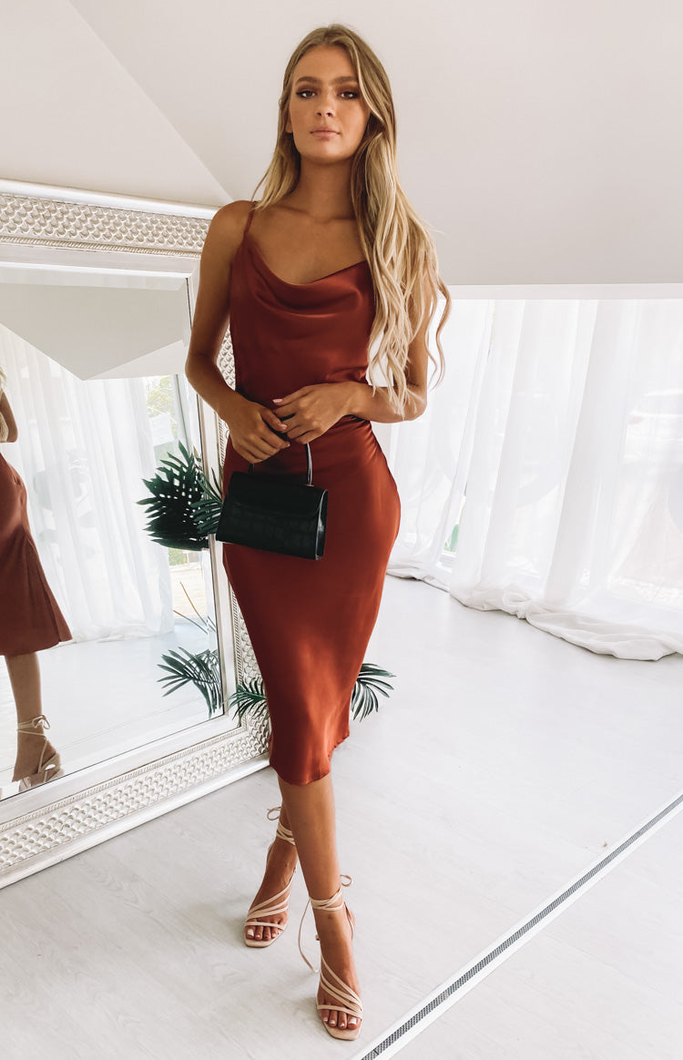 Schiffer Slip Midi Dress Rust Image