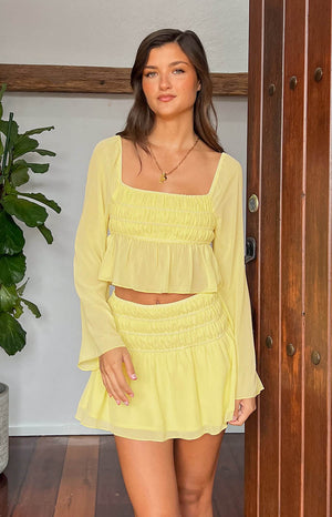 Sean Yellow Chiffon Long Sleeve Top