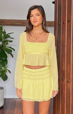 Sean Yellow Chiffon Mini Skirt Image