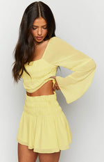 Sean Yellow Chiffon Mini Skirt Image