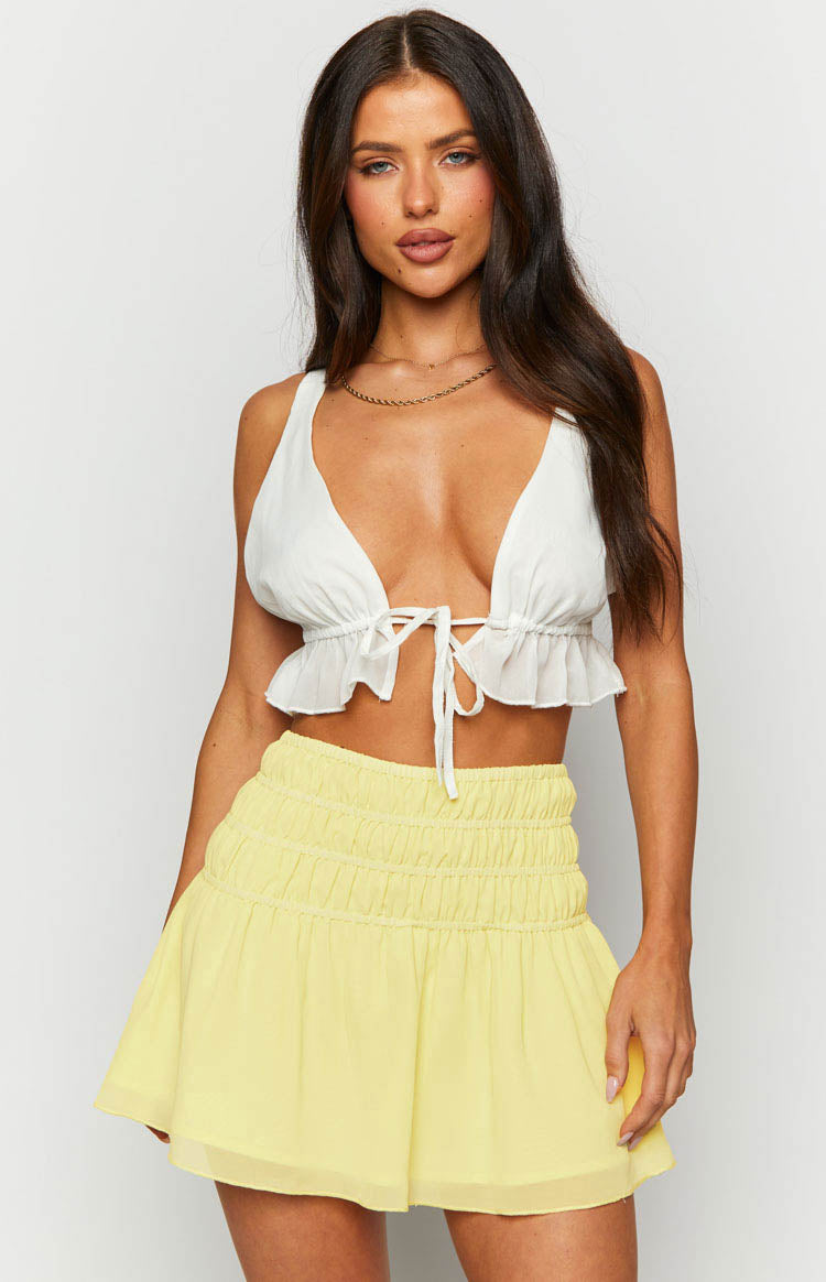 Sean Yellow Chiffon Mini Skirt Image