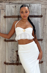 Seas White Chiffon Crop Top Image