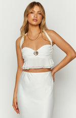 Seas White Chiffon Crop Top Image