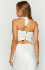 Seas White Chiffon Crop Top Image