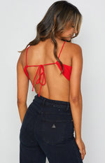 Seoul Red Halter Crop Top Image