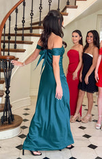 Seraphina Teal Off The Shoulder Maxi Dress Image