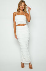 Shake it Off White Chiffon Midi Skirt Image