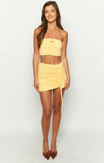 Shar Yellow Butterfly Strapless Top Image