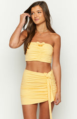 Shar Yellow Butterfly Strapless Top Image