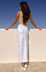 Shaylan White Denim Maxi Skirt Image