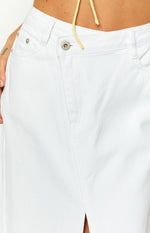 Shaylan White Denim Maxi Skirt Image