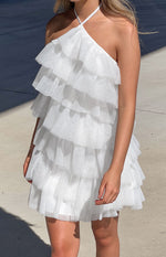 She's Here White Ruffle Mini Dress Image