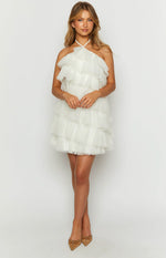 She's Here White Ruffle Mini Dress Image