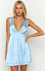 Shimma Blue Satin Mini Dress Image