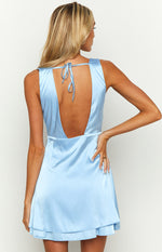 Shimma Blue Satin Mini Dress Image