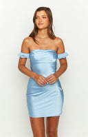 Silvia Blue Satin Mini Dress