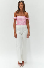 Silvia Pink Satin Crop Top Image