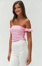 Silvia Pink Satin Crop Top Image